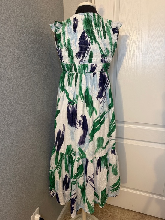 Anthropologie The Peregrine Midi Dress Cotton Watercolor Size XXS - Picture 5 of 10